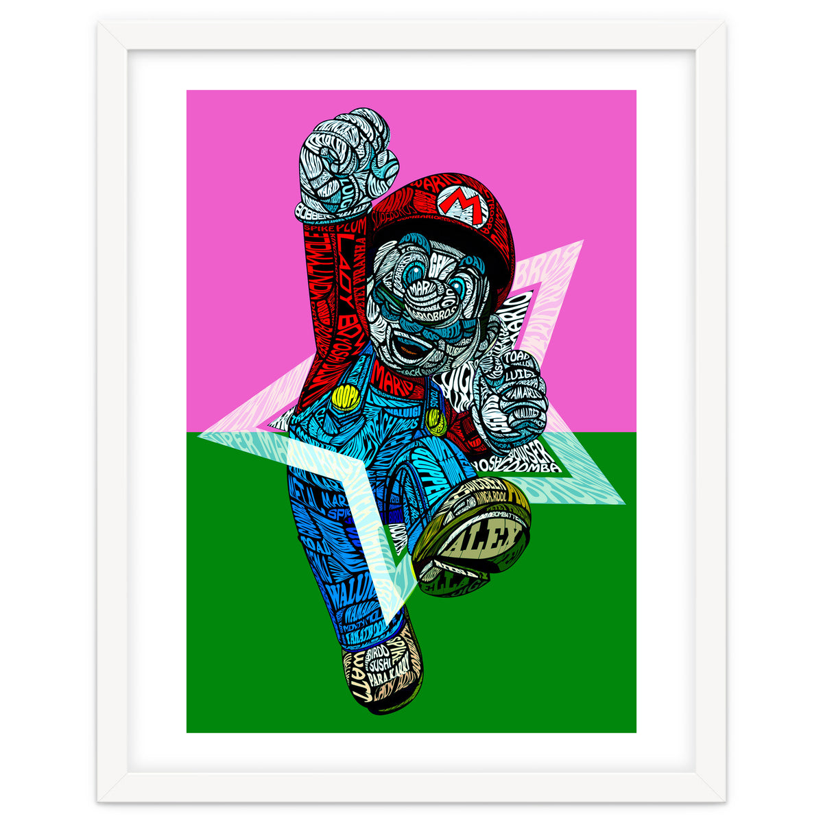 Mario Bross Typo Style Cartoon Pop Art