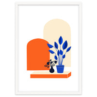 Bohemian Window Seat, Abstract Minimal Architecture, Eclectic Shapes Botanical House Plants