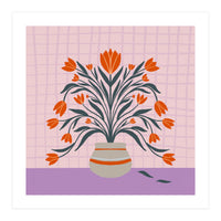 Tulips in a vase - orange and violet (Print Only)