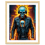 Fiery Skeleton Biker In Headphones thumbnail