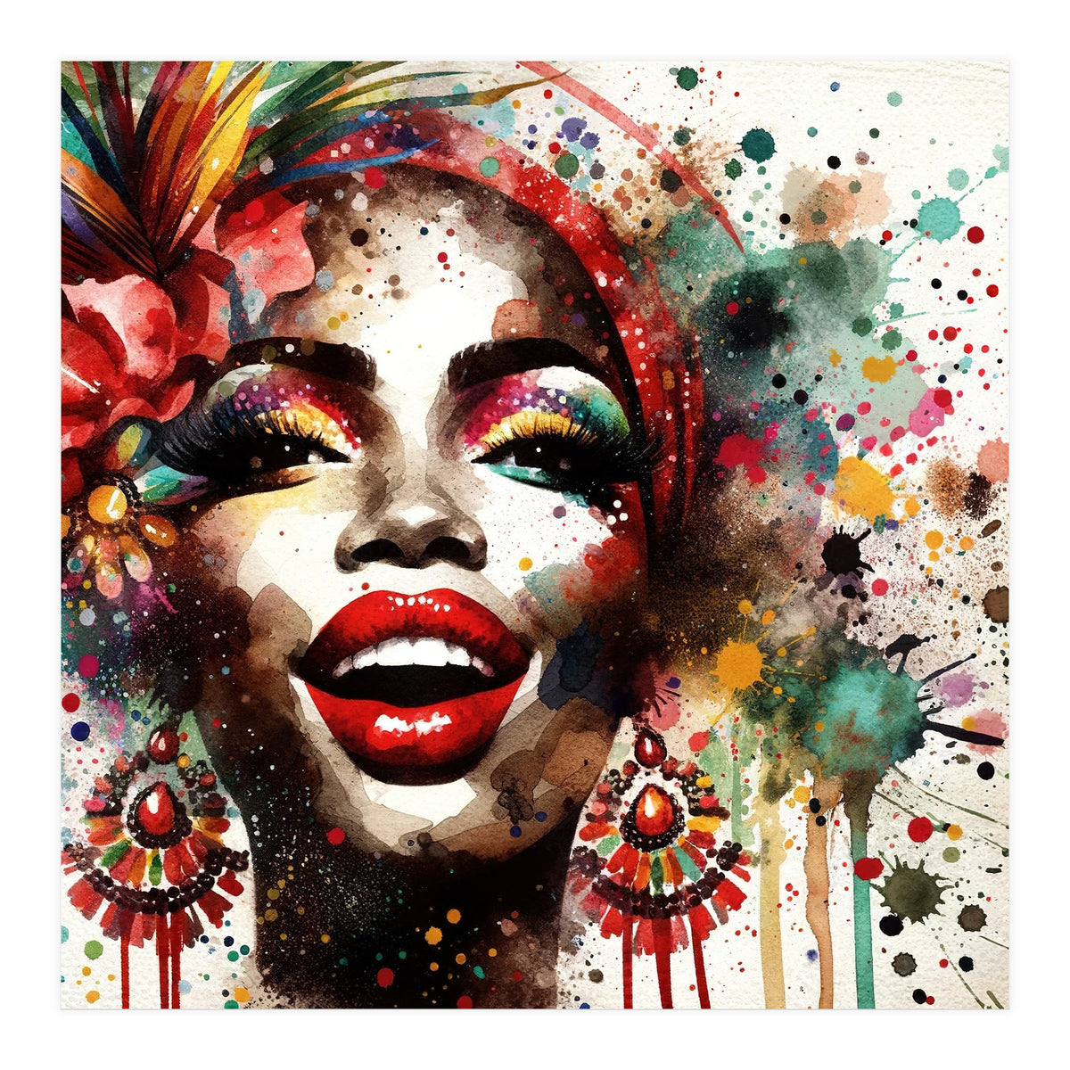 Brazilian Carnival Watercolor Portrait (Print Only)