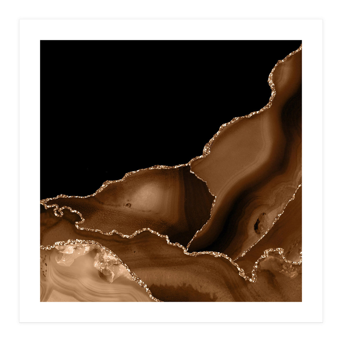 Brown & Gold Agate Texture 03 (Print Only)