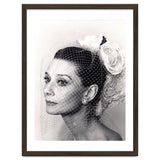 Audrey Hepburn with Veil, Classic Hollywood Glamour Photography, Black and White Icon Portrait thumbnail