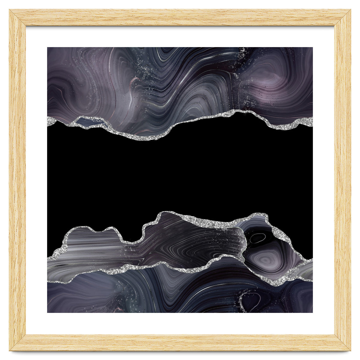 Black & Silver Glitter Agate Texture 03