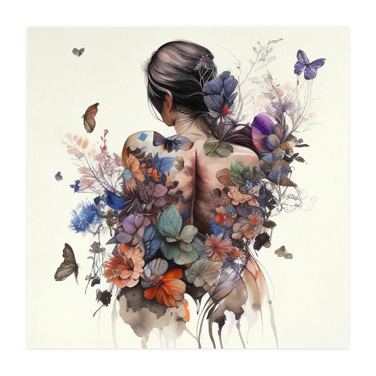 Watercolor Butterfly Bouquet (Print Only)