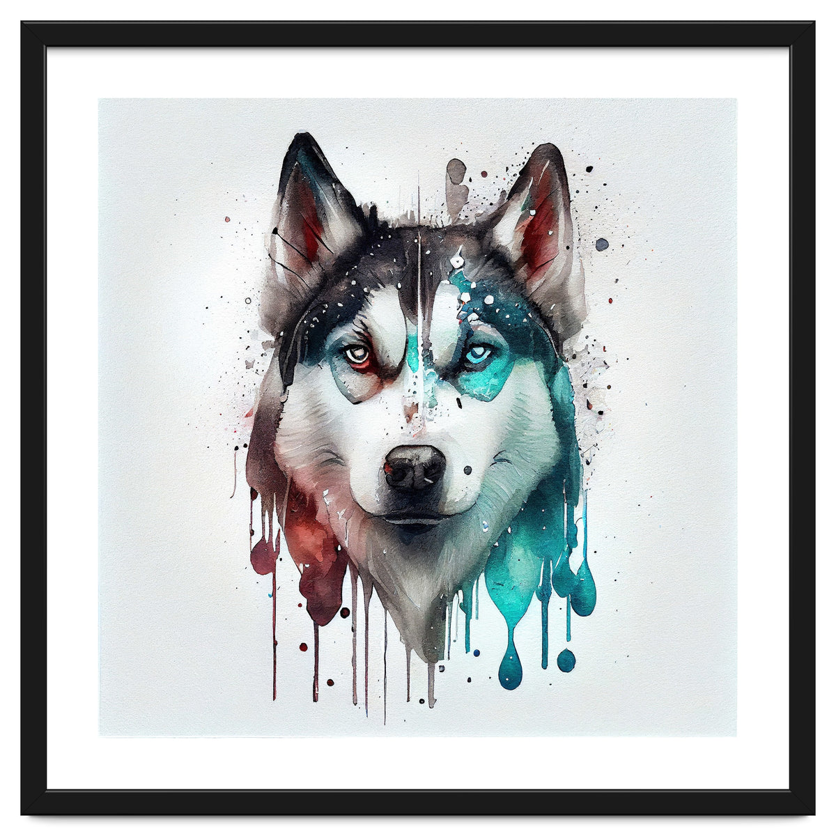 Watercolor Siberian Husky Dog