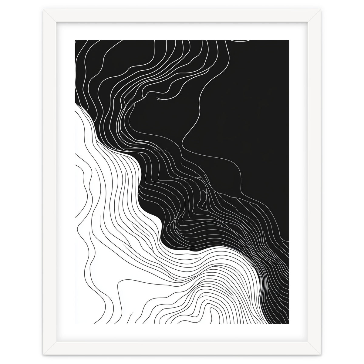 Abstract Black And White Wavy Lines Flowing