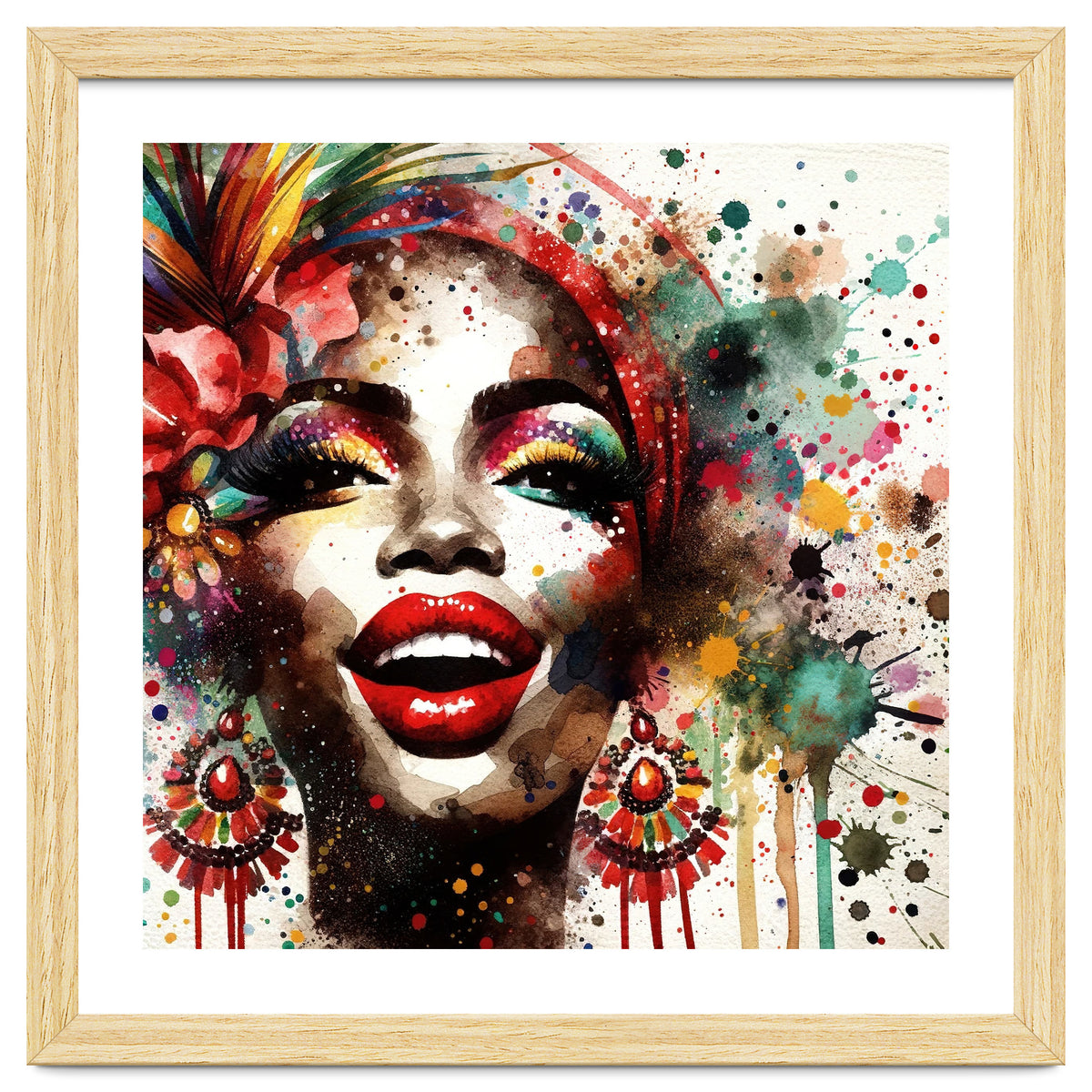Brazilian Carnival Watercolor Portrait