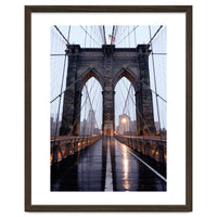 Brooklyn Bridge, USA, Moody NYC Architecture, Rainy Urban Photography