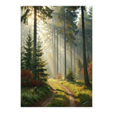The Golden Path: Ethereal Sunbeams Piercing Through a Misty Evergreen Forest at Dawn (Print Only) thumbnail