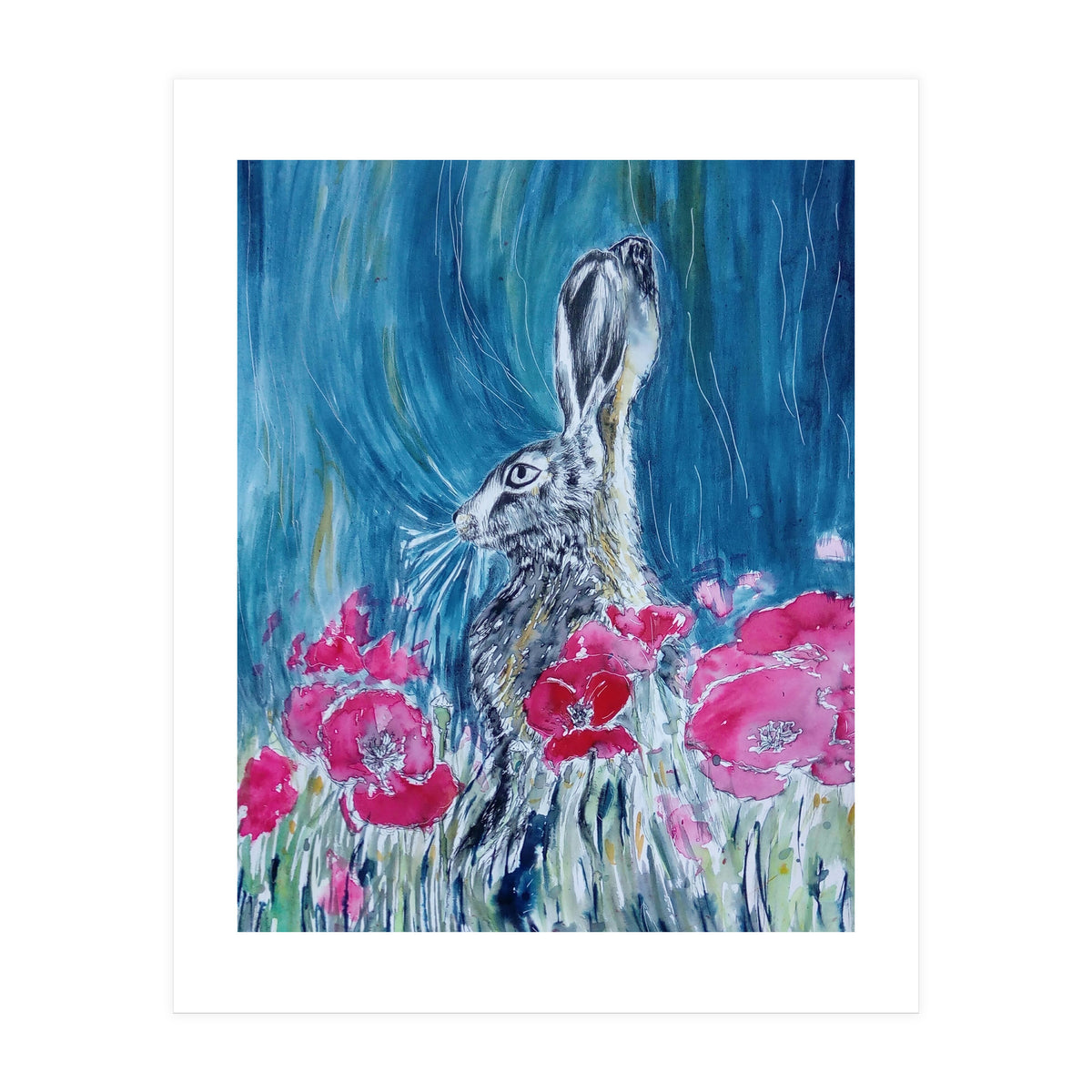 Hare And Poppies (Print Only)