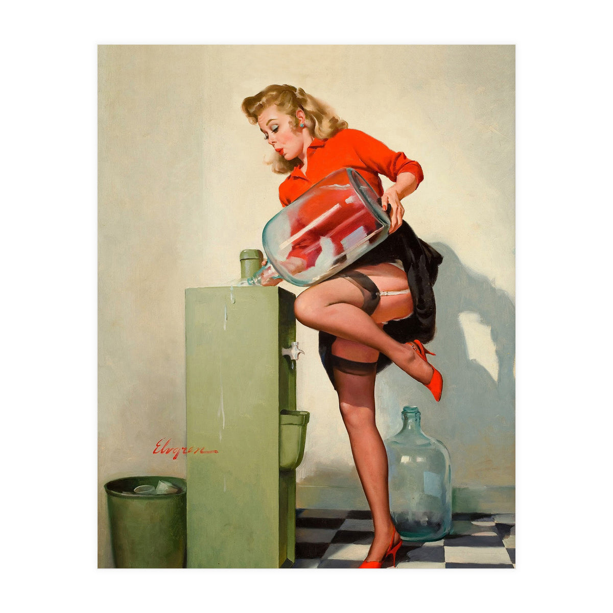 Pinup Sexy Water Cooler Girl (Print Only)