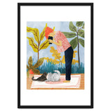 Saturday Afternoon | Cat Mom Pets Photography | Animals Kitten Picnic Watercolor Painting thumbnail