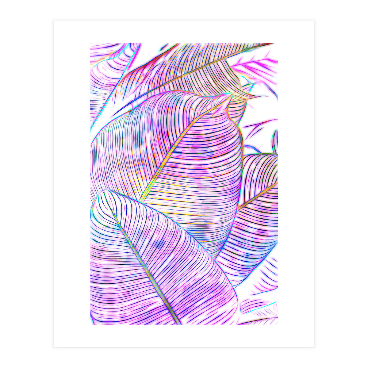Pink Banana Leaves | Tropical Botanical Jungle | Ultraviolet Purple Nature Plants | Eclectic Forest (Print Only)