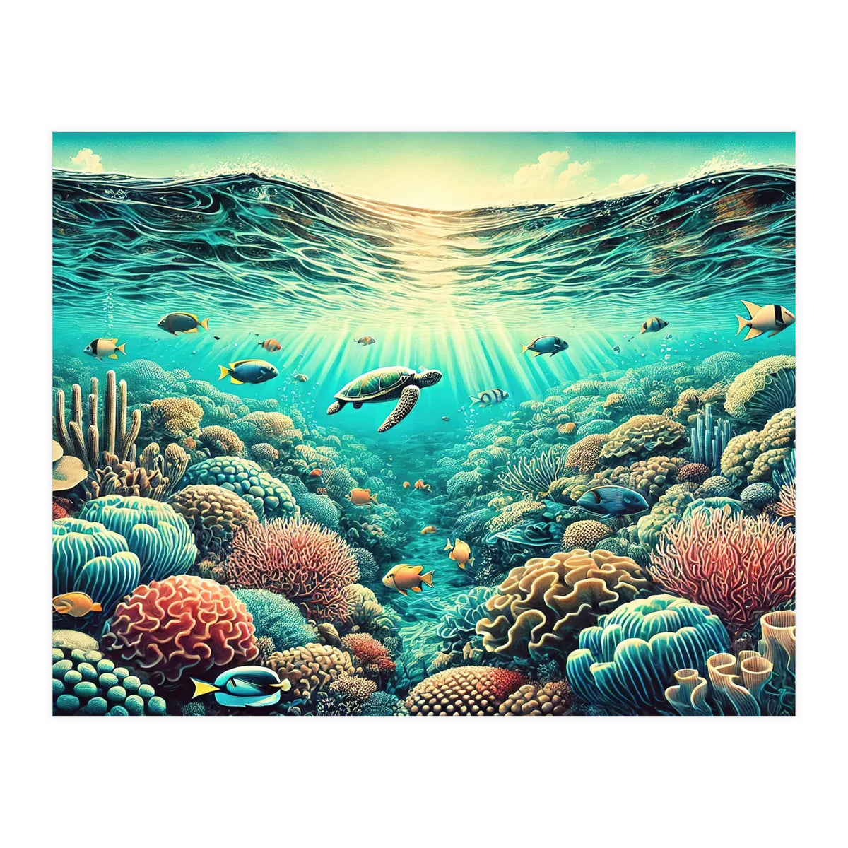 Vintage Australia, Great Barrier Reef Poster (Print Only)