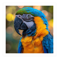 Blue And Yellow Macaw Parrot Close Up Detailed Shot (Print Only)