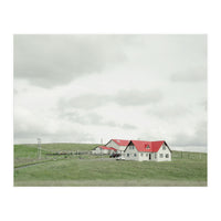 Red roof house on the green hill - Iceland (Print Only)