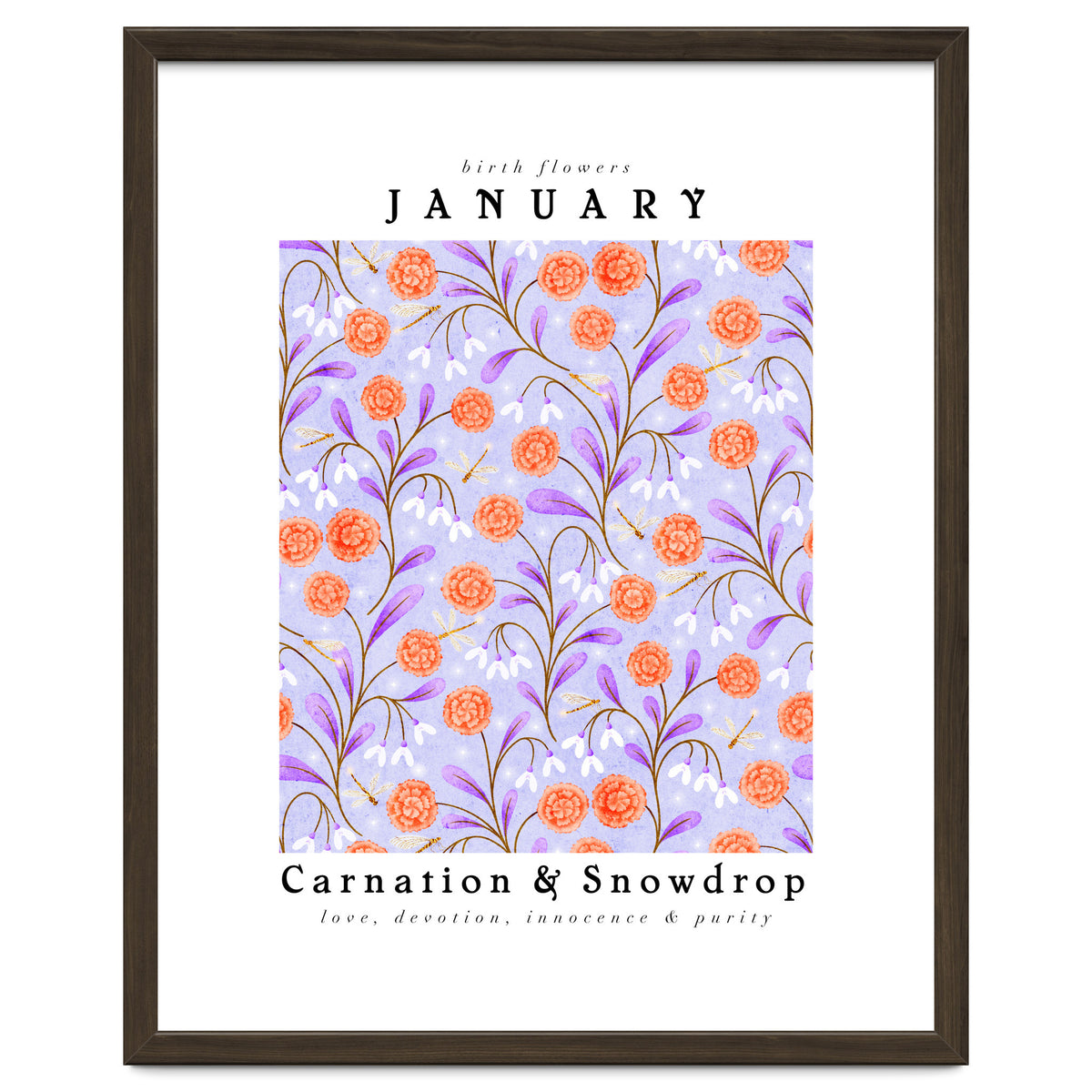 Carnation & Snowdrop January Birth Flower