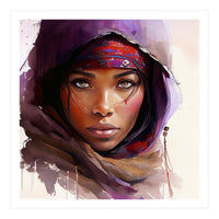Amethyst Hood Tuareg Woman Portrait (Print Only)