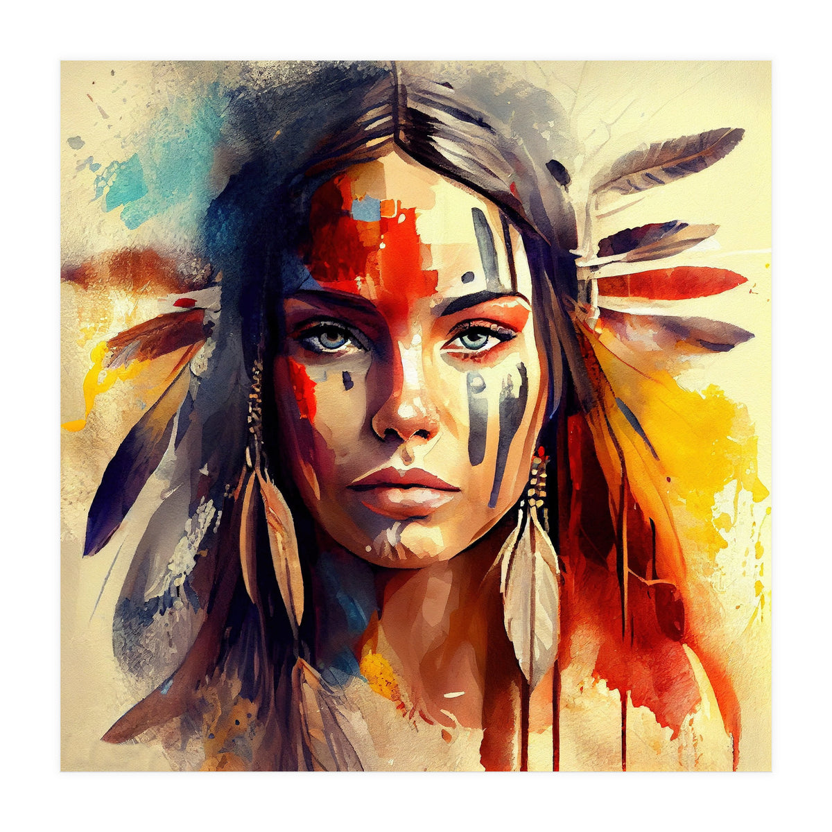 Powerful American Native Woman #3 (Print Only)