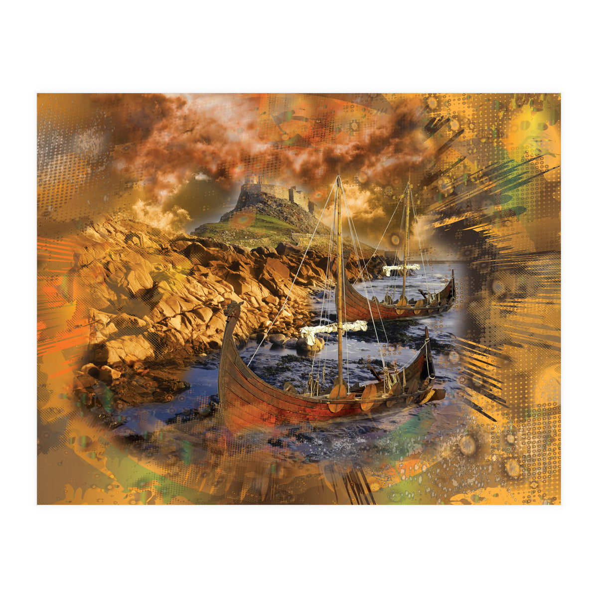 Lindesfarne Viking Raid 793 AD (Print Only)