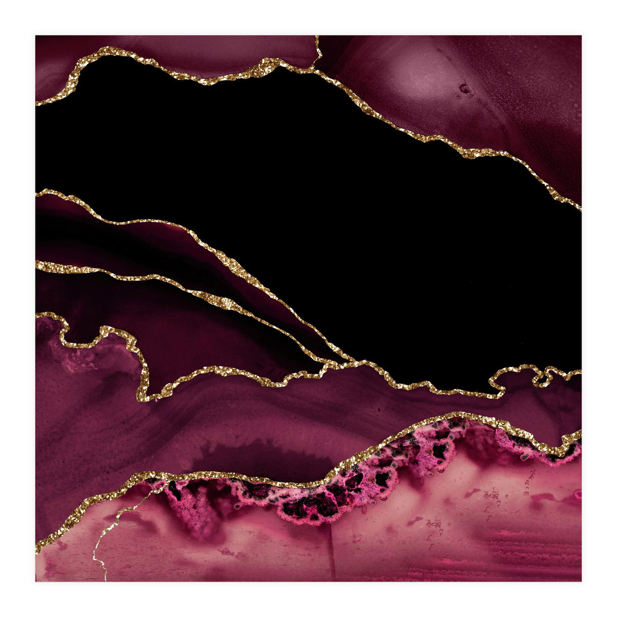Burgundy & Gold Agate Texture 14 (Print Only)