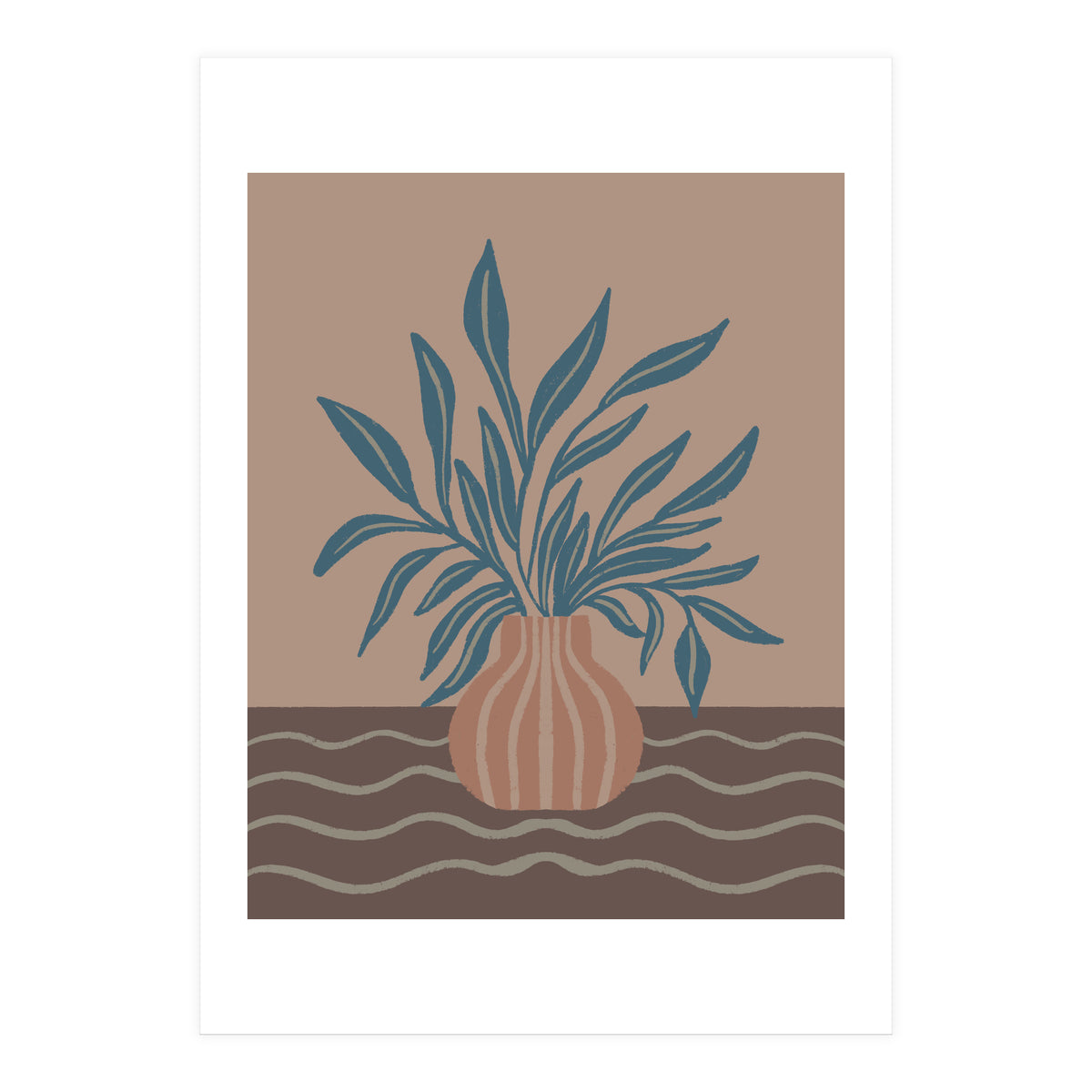 Modern Vase with Tropical Leaves (Print Only)