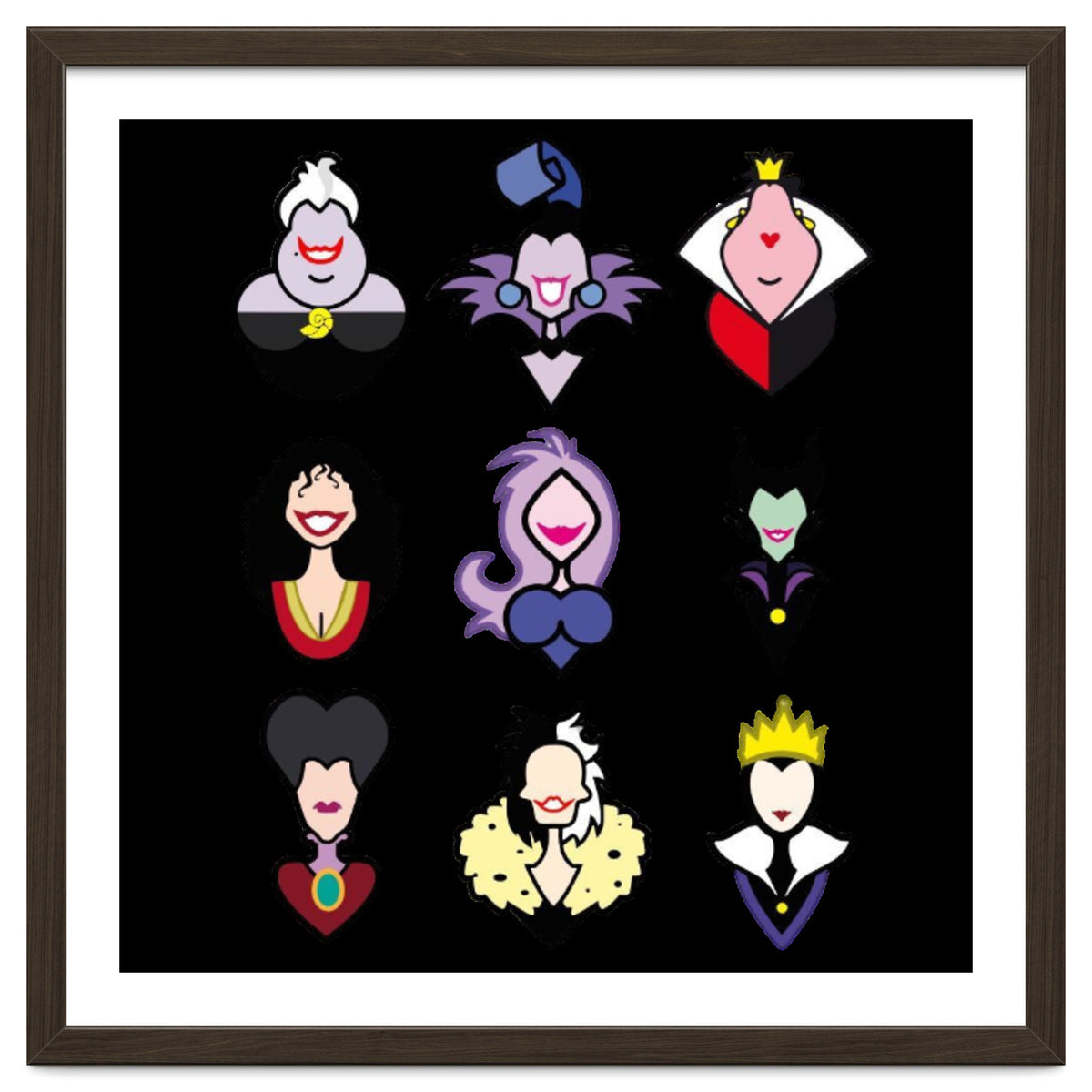 Disney Villains Cartoon Minimalist Faces
