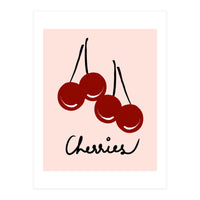 Cherries modern simple minimalistic red cute Fruit wall art (Print Only)