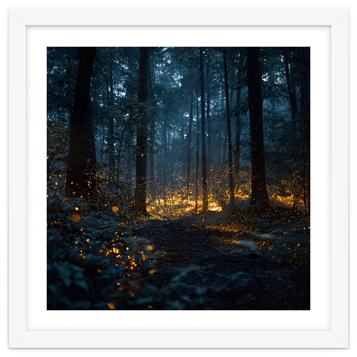 Enchanted Midnight Forest with Glowing Fireflies