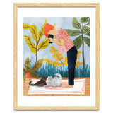 Saturday Afternoon | Cat Mom Pets Photography | Animals Kitten Picnic Watercolor Painting thumbnail