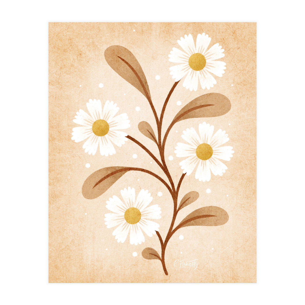 Vintage Beige Daisies (Print Only)