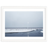 Street light turned on the winter snow street thumbnail