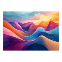 Vibrant Abstract Flowing Peaks Art (Print Only)