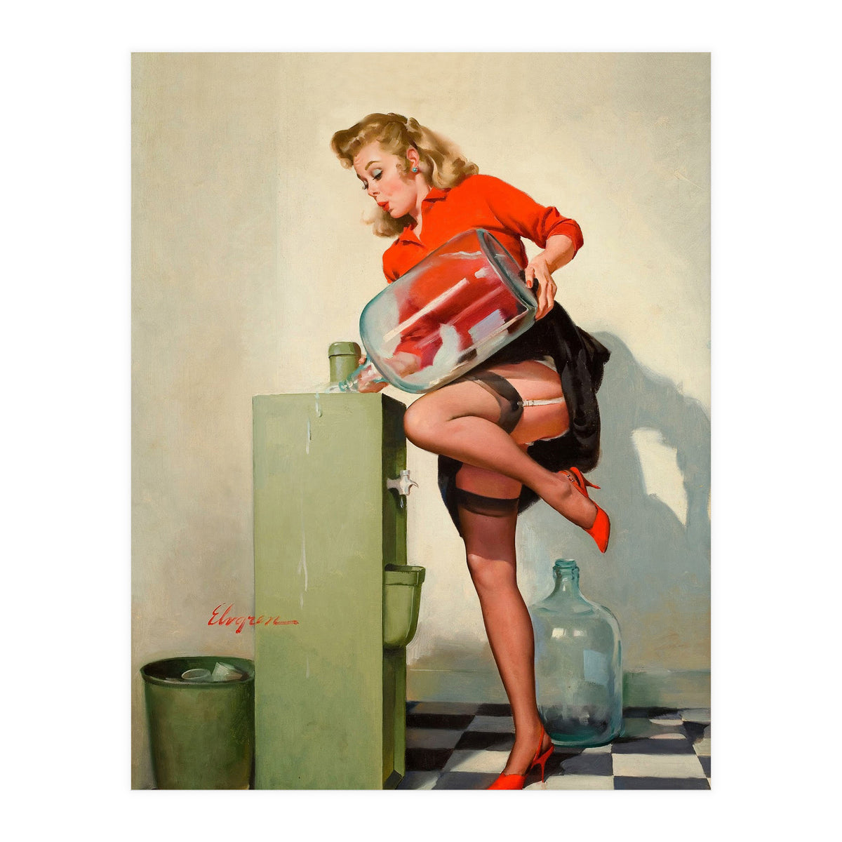Pinup Sexy Water Cooler Girl (Print Only)