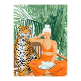 Jungle Vacay | Modern Bohemian Blonde Woman Tropical Travel | Leopard Wildlife Forest Reader (Print Only) thumbnail