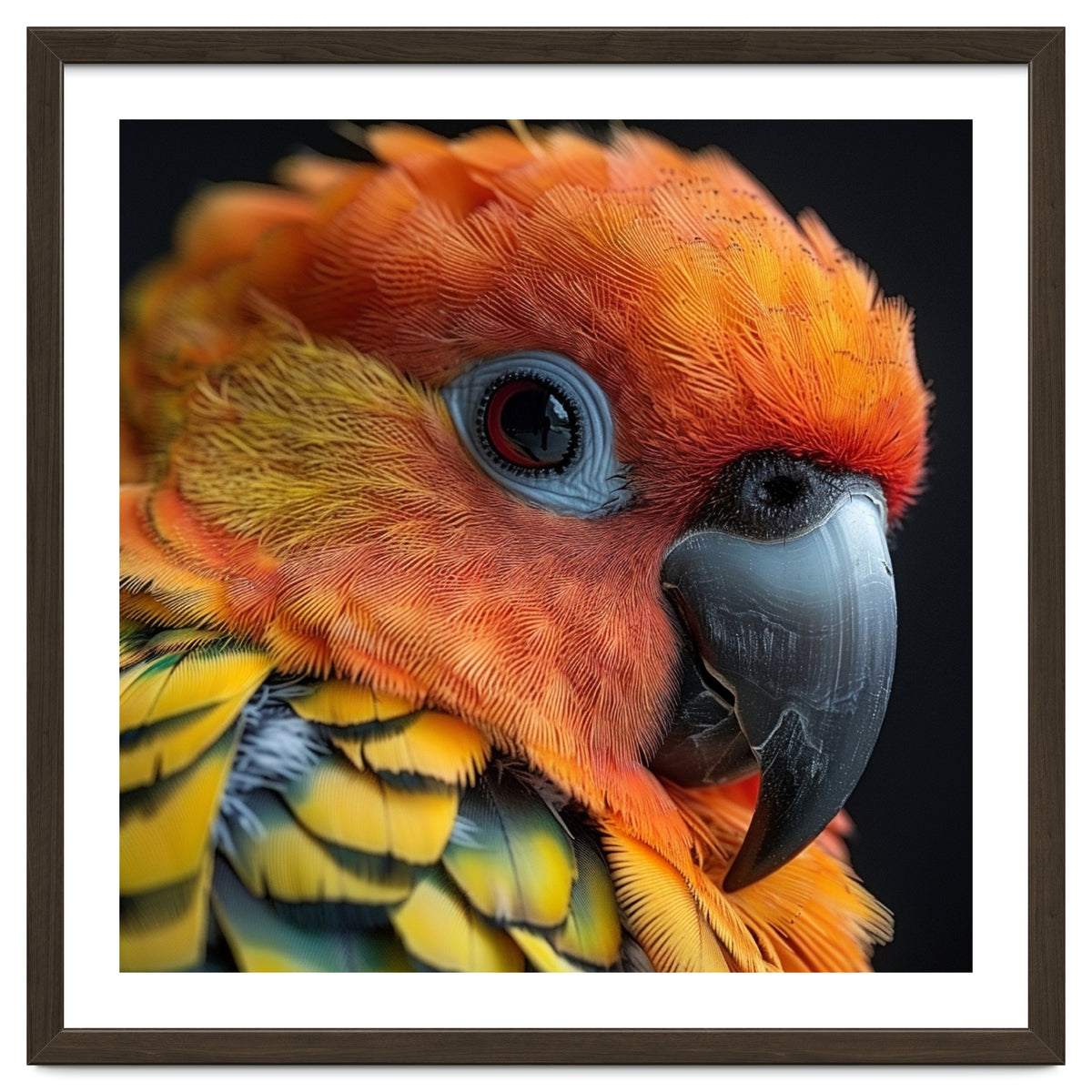 Close Up Of A Sun Conure Parrot's Head