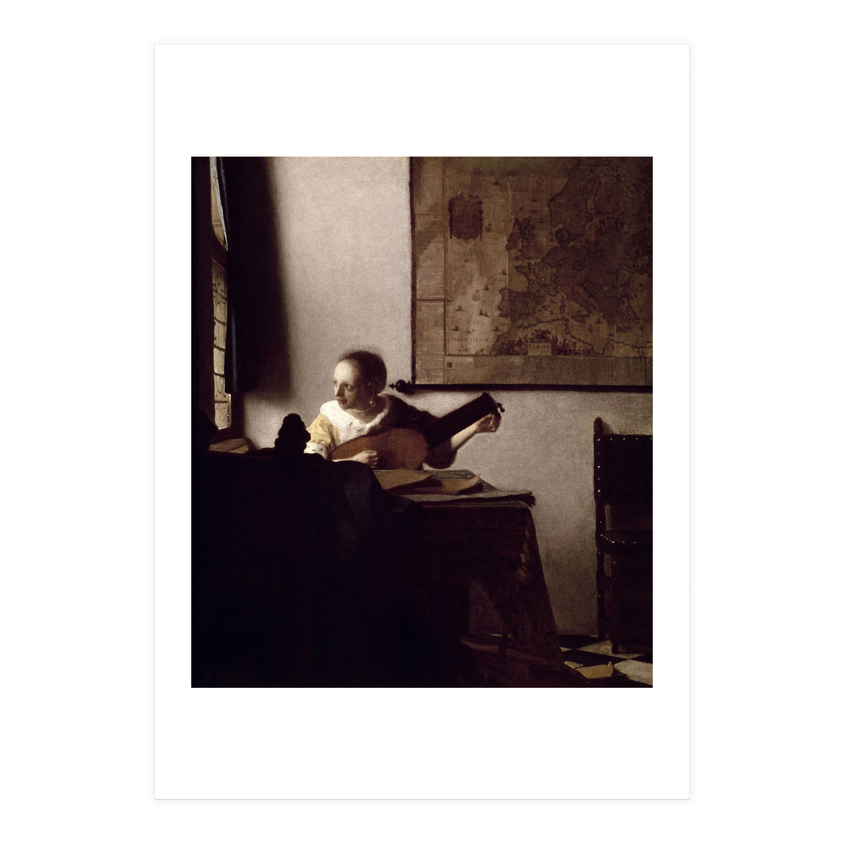 'The Lute Player', 1663-1664, Oil on canvas, 51,4 x 45,7 cm. (Print Only)
