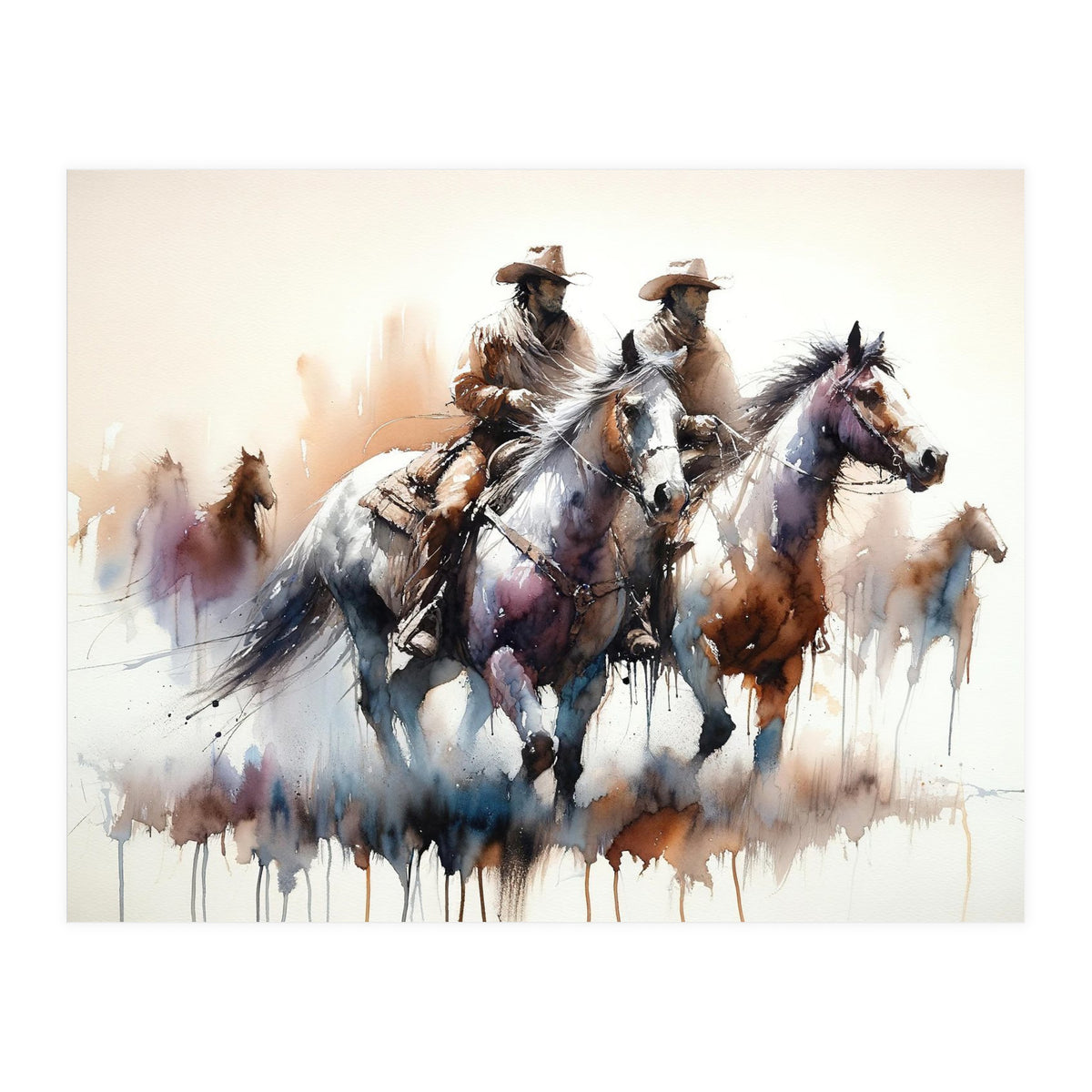 Cowboy Riders On Horses (Print Only)