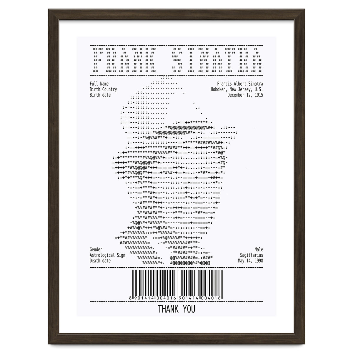 Receipt Art Frank Sinatra