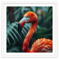 Close Up Of A Vibrant Orange Flamingo Bird