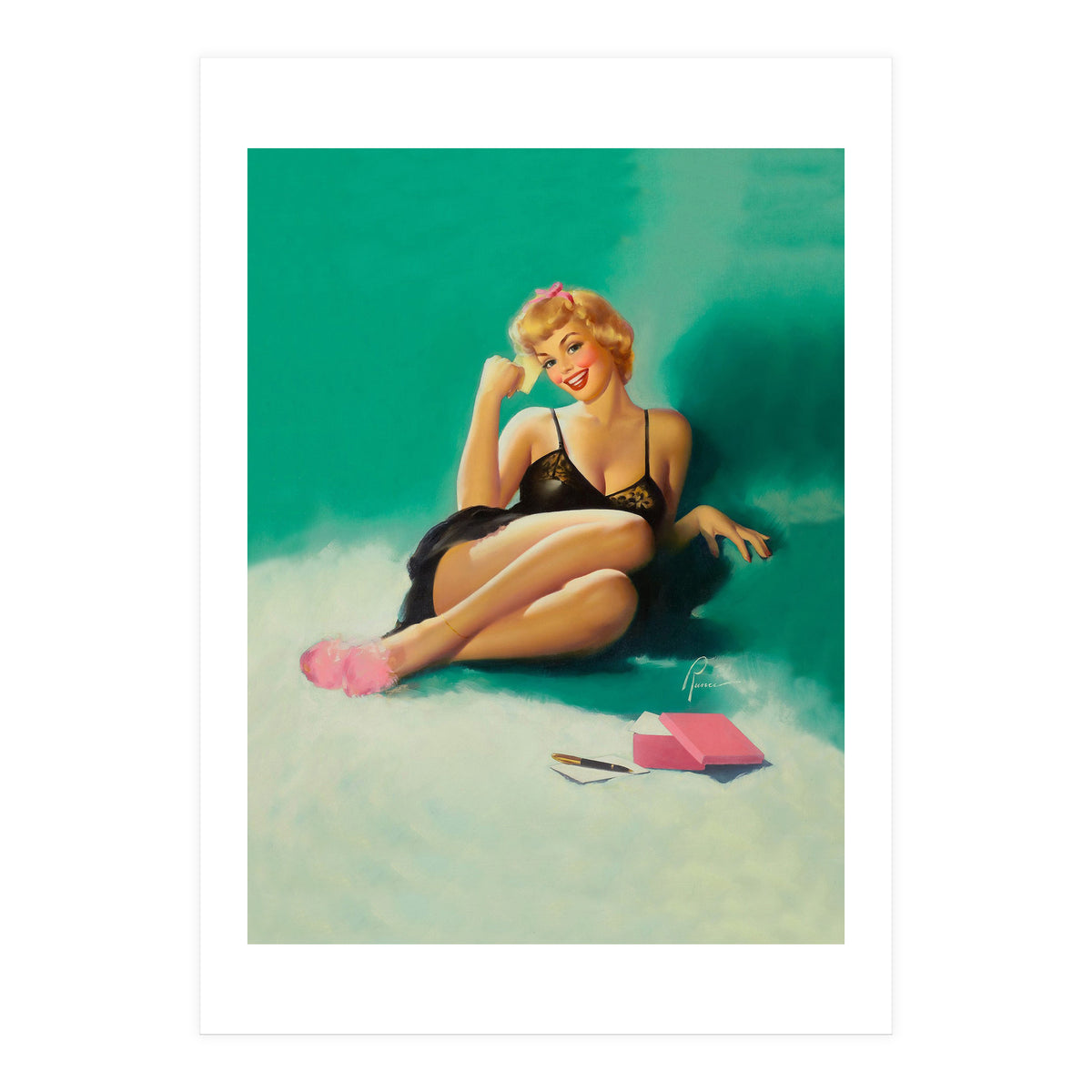 Sexy Pinup Girl With Phone Number For You (Print Only)