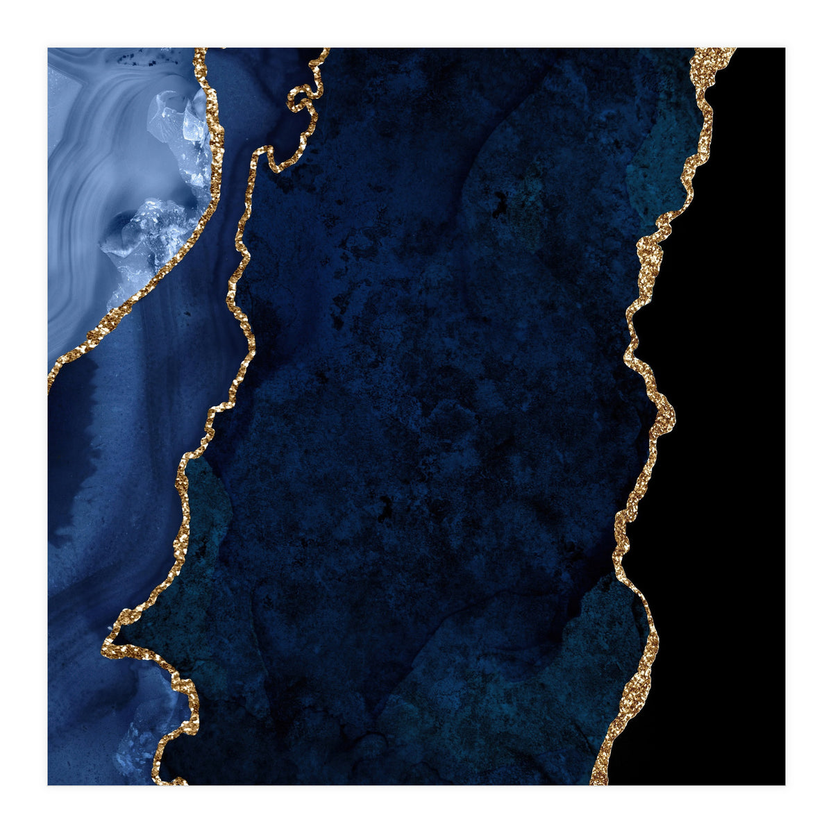 Navy & Gold Agate Texture 15 (Print Only)