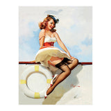 Sailing Pinup Girl With Captain Hat (Print Only) thumbnail