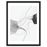 Abstract Black And White Flowing Lines And Shapes On White Background thumbnail