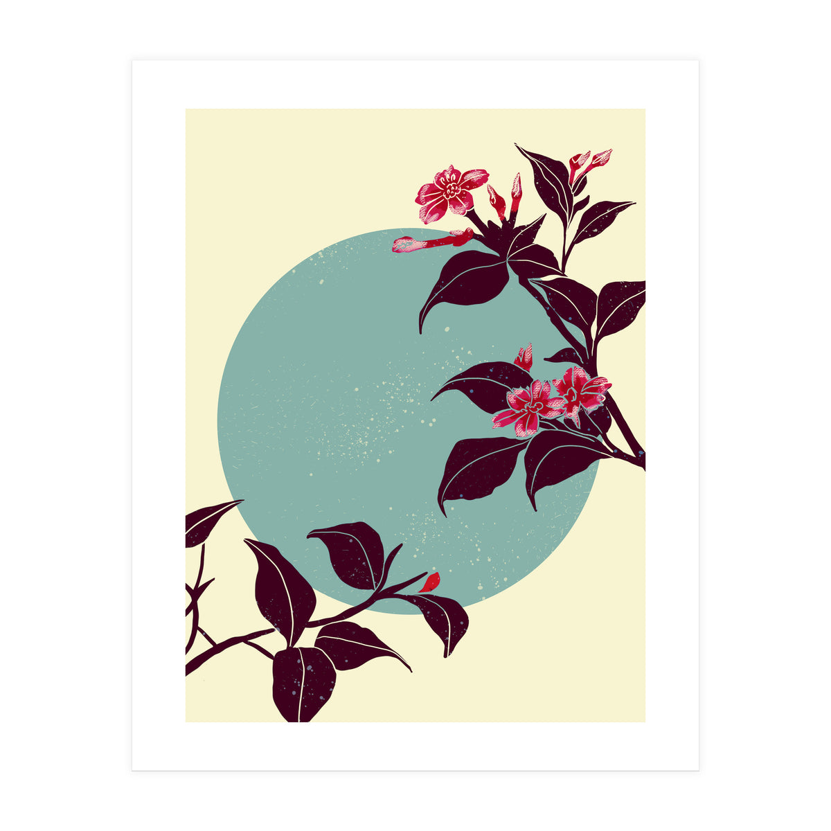 Pink flowers on a blue moon (Print Only)