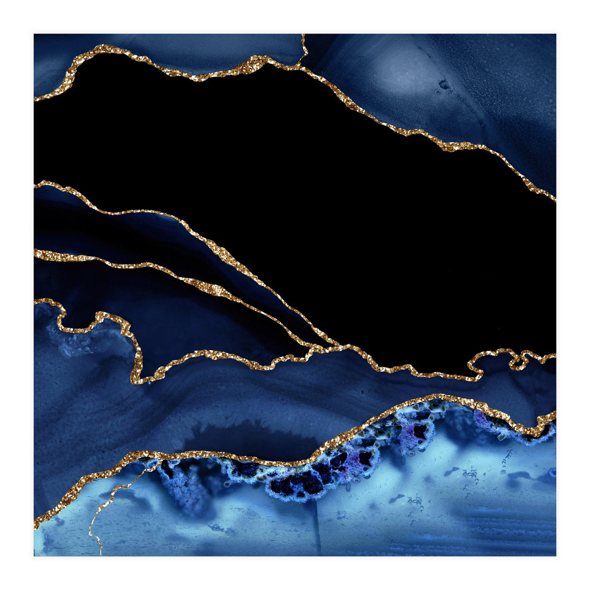Navy & Gold Agate Texture 14 (Print Only)