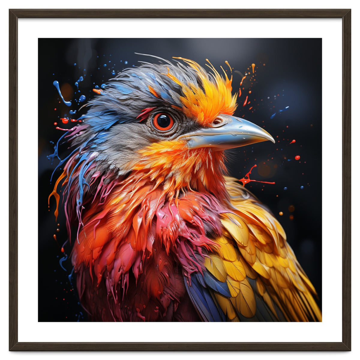 Vibrant Bird With Colorful Splatter Paint