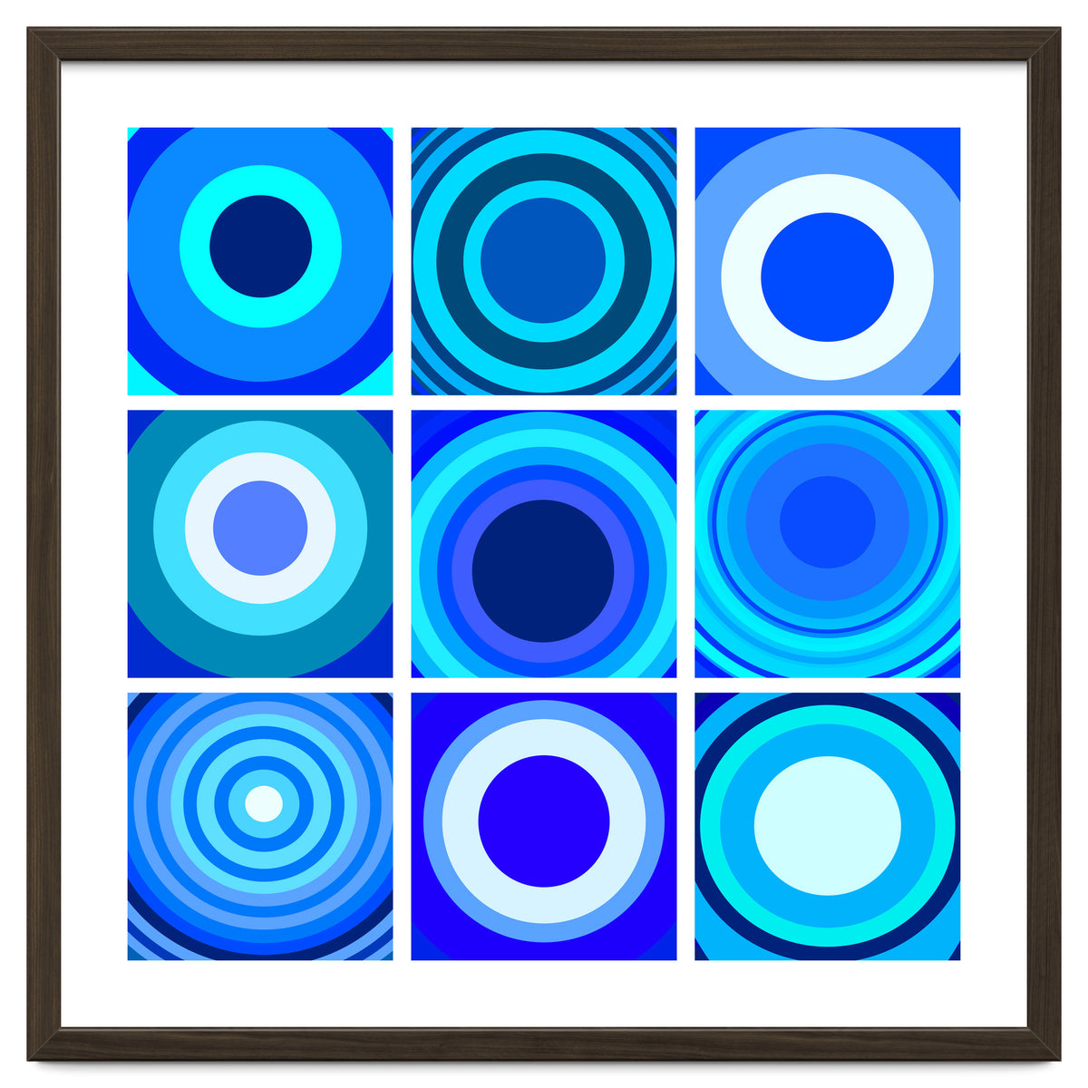 Circles & Rectangles Alt Blue 3 X 3: 4