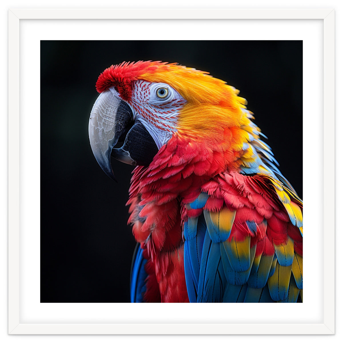 Scarlet Macaw Parrot Vibrant Plumage Close Up